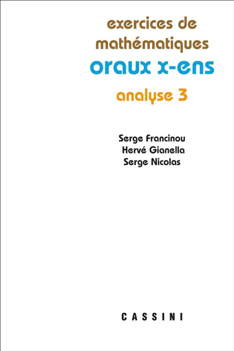 Emprunter ORAUX X ENS ANALYSE 3 livre