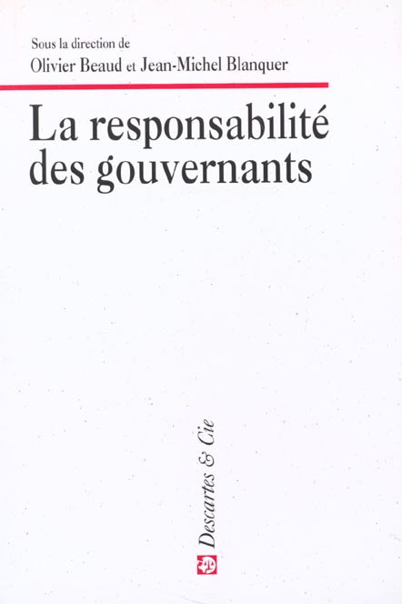 Emprunter La responsabilité des gouvernants livre