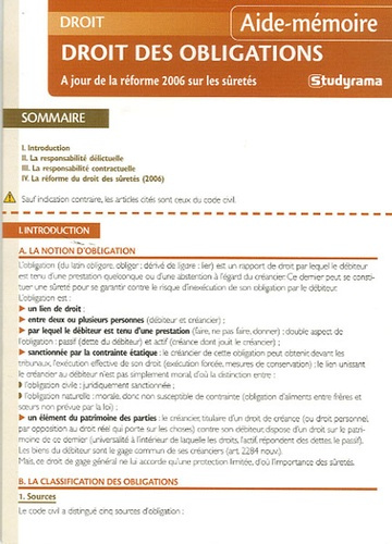 Emprunter Droit des obligations livre