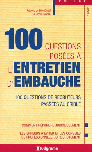 Emprunter 100 questions posées à l'entretien d'embauche. 4e édition livre