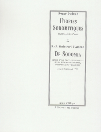 Emprunter UTOPIES SODOMITIQUES / DE SODOMIA livre
