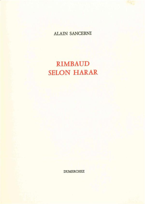 Emprunter Rimbaud selon Harar livre