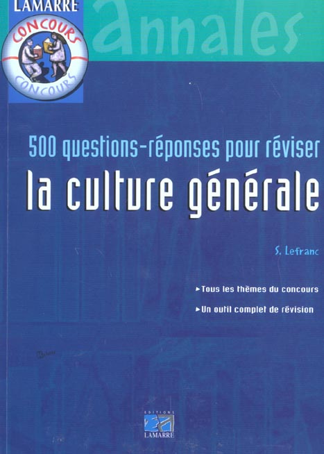 Emprunter 500 QUESTIONS REPONSES POUR REVISER LA CULTURE GENERALE livre