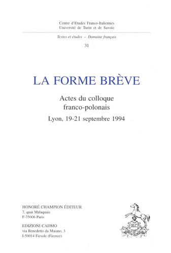Emprunter FORME BREVE (LA). livre