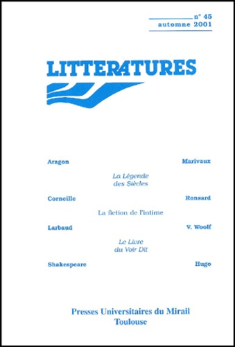 Emprunter Littératures N° 45 Automne 2001 livre