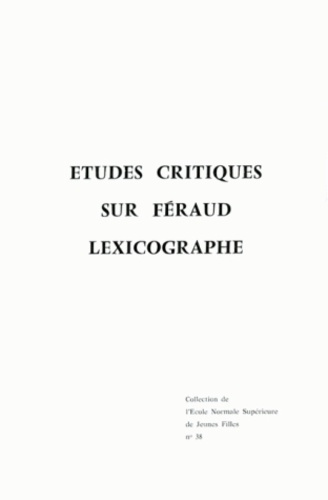 Emprunter Etudes critiques sur Féraud lexicographe livre