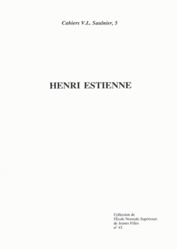 Emprunter HENRI ESTIENNE - CAHIERS SAULNIER N 5 livre