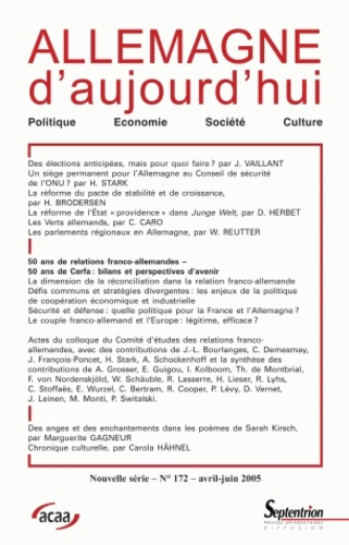 Emprunter Allemagne d'aujourd'hui N° 172, Avril-juin 2005 : 50 ans de relations franco-allemandes, 50 ans de C livre