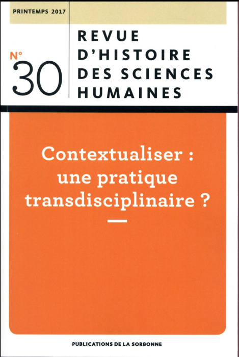 Emprunter REVUE D HISTOIRE DES SCIENCES HUMAINES 30 livre