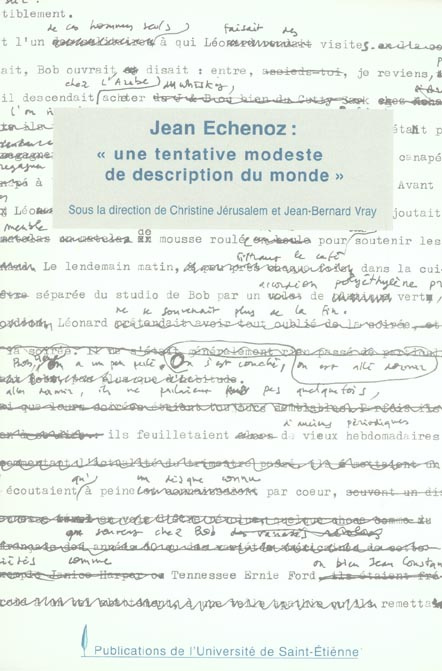 Emprunter Jean Echenoz.