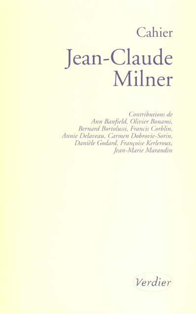 Emprunter Cahier Jean-Claude Milner livre