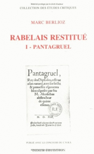 Emprunter Rabelais restitué Tome 1 :