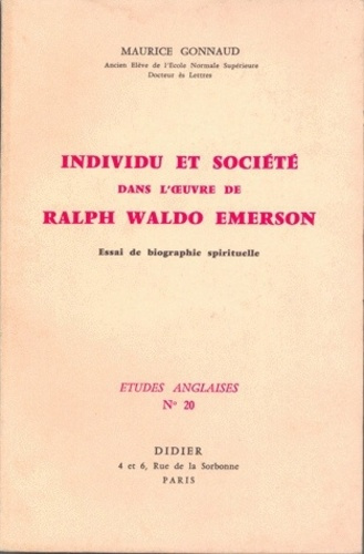 Emprunter Individu et société dans l'oeuvre de Ralph Waldo Emerson livre