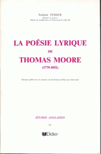 Emprunter La Poésie lyrique de Thomas Moore (1779-1852) livre