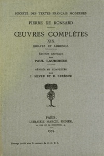 Emprunter Tome XIX - Errata et addenda livre