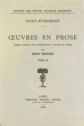 Emprunter oeuvres en prose. Tome III livre