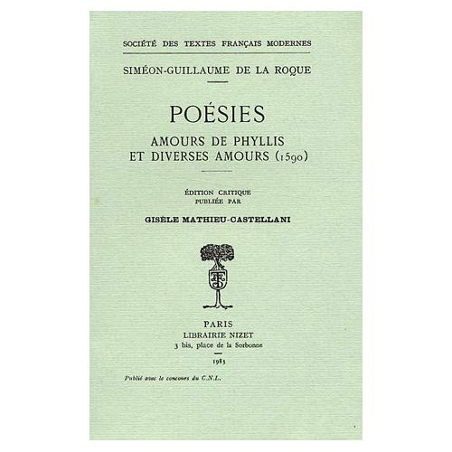 Emprunter Poésies. Amours de Phyllis et diverses amours (1590) livre