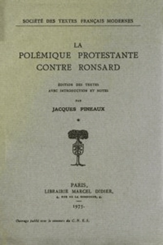 Emprunter Polémique protestante contre Ronsard. Pack en 2 volumes : tome 1 et tome 2 livre