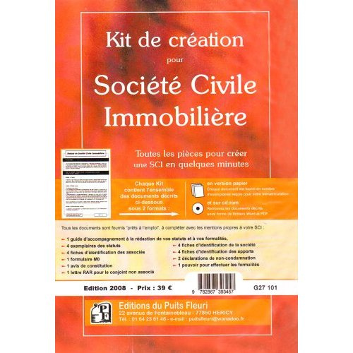 Emprunter KIT DE CREATION POUR SOCIETE CIVILE IMMOBILIERE.TOUTES LES PIECES POUR CREER UNE - TOUTES LES PIECES livre
