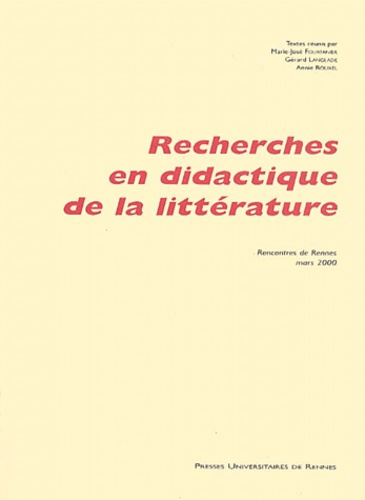 Emprunter Recherches en didactique de la littérature. Rencontres de Rennes, mars 2000 livre