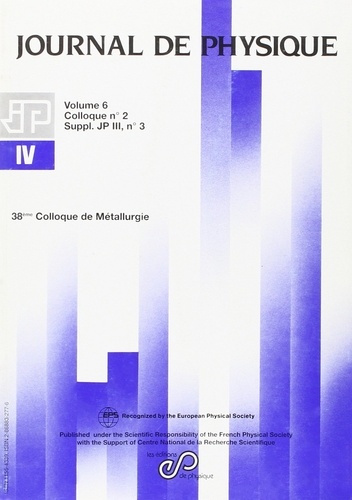 Emprunter 38E COLLOQUE DE METALLURGIE DE L'INSTN:LES INTERMETALLIQUES livre