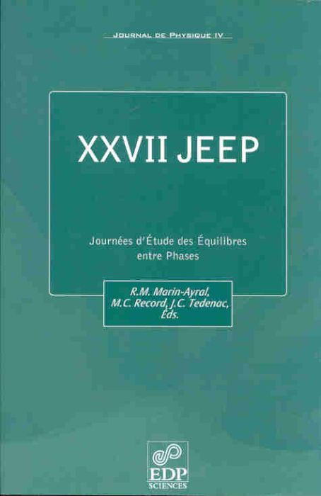Emprunter XXVII JEEP JOURNEES D'ETUDE DES EQILIBRES ENTRE PHASES livre