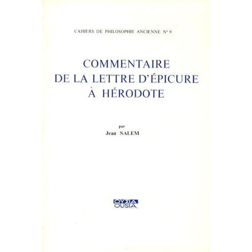 Emprunter COMMENTAIRE DE LA LETTRE D EPICURE A HERODOTE livre