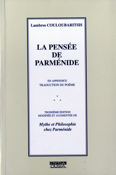 Emprunter LA PENSEE DE PARMENIDE livre