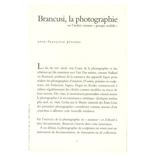 Emprunter BRANCUSI, LA PHOTOGRAPHIE OU L'ATELIER COMME
