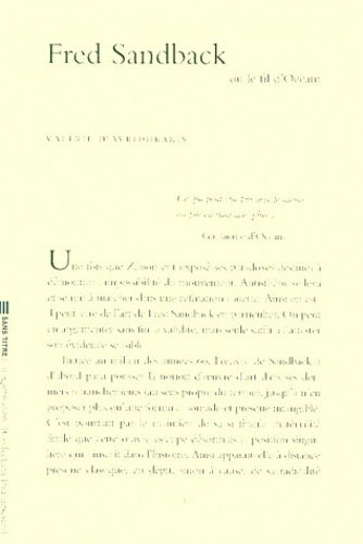 Emprunter FRED SANDBACK livre