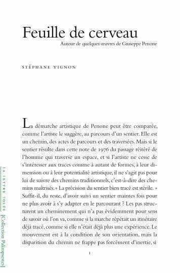 Emprunter Feuille du cerveau. Autour de quelques oeuvres de Giuseppe Penone livre