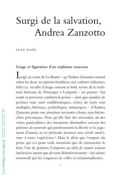 Emprunter Surgi de la salvation, Andrea Zanzotto livre