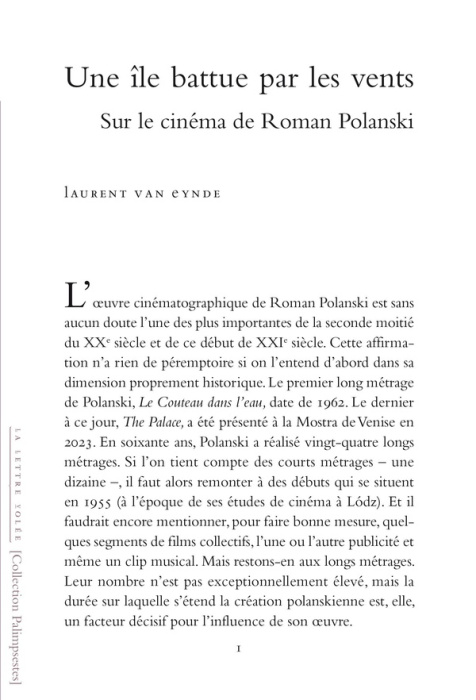 Emprunter Une île battue par les vents. Sur le cinéma de Roman Polanski livre