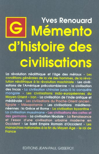 Emprunter Mémento d'histoire des civilisations - du Néolithique à la fin du Moyen âge livre