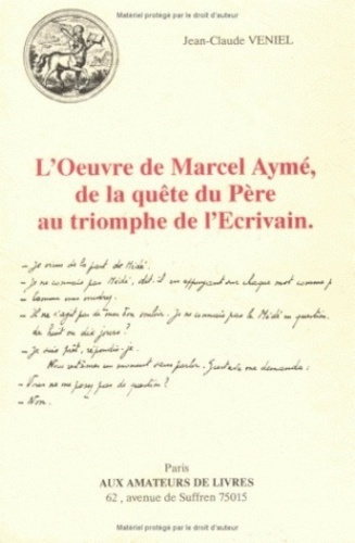 Emprunter L'oeuvre de Marcel Aymé, de la quête du père au triomphe de l'écrivain livre