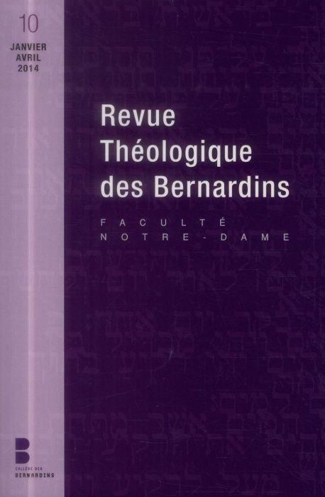 Emprunter REVUE THEOLOGIQUE DES BERNARDINS N10 livre