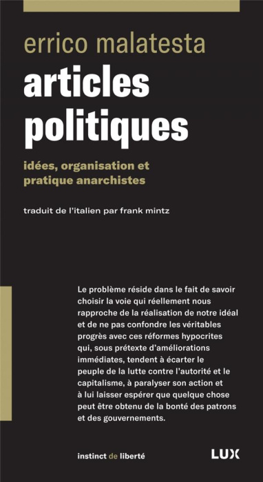 Emprunter Articles politiques. Idées, organisation et pratiques anarchistes livre