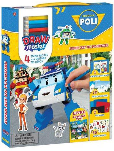 Emprunter Super kit de pochoirs Robocar Poli. Drawmaster. Avec 1 livre Robocar Poli, 1 cadre de coloriage, 5 c livre