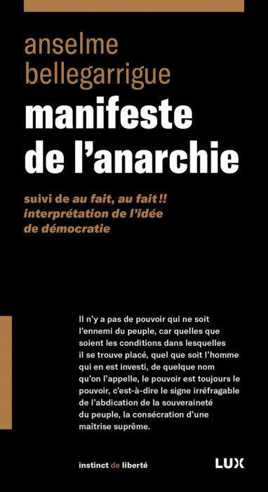 Emprunter Manifeste de l'anarchie. Suivi de Au fait, au fait !! Interprétation de l'idée de démocratie livre