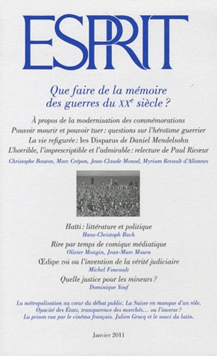 Emprunter Esprit N° 371, Janvier 2011 : Que faire de la mémoire des guerres du XXe siècle ? livre