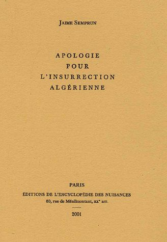 Emprunter Apologie pour l'insurrection algérienne livre