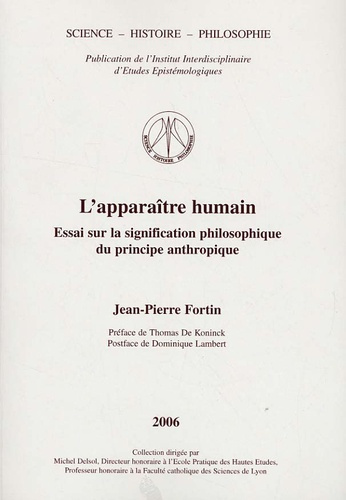 Emprunter L APPARAITRE HUMAIN ESSAI SUR LA SIGNIFICATION PHILOSOPHIQUE DU PRINCIPE ANTHROPIQUE livre
