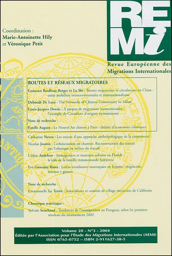 Emprunter Revue européenne des migrations internationales Volume 20 N° 3/2004 : Routes et réseaux migratoires livre