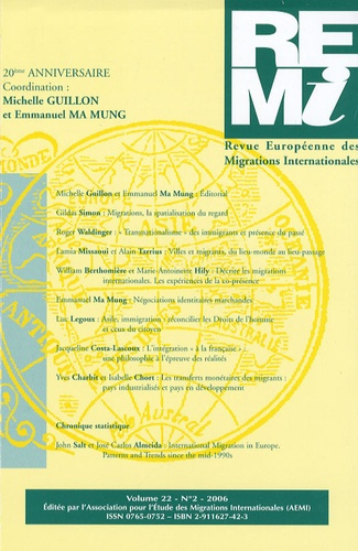 Emprunter Revue européenne des migrations internationales Volume 22 N° 2/2006 : 20e Anniversaire livre