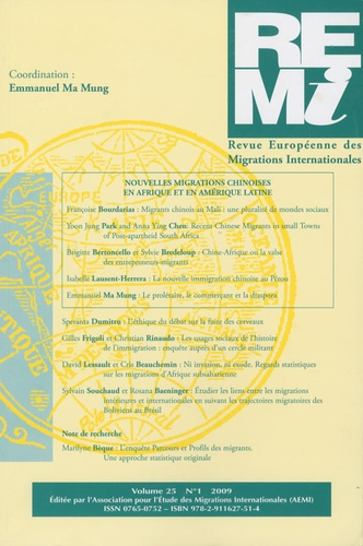 Emprunter Revue européenne des migrations internationales Volume 25 N° 1/2009 : Nouvelles migrations chinoises livre