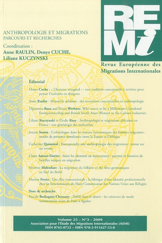 Emprunter Revue européenne des migrations internationales Volume 25, N° 3, 2009 : Anthropologie et migration, livre