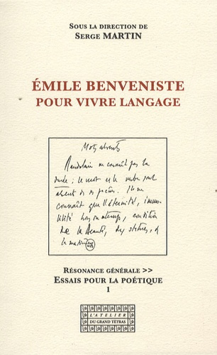 Emprunter Emile Benveniste, pour vivre langage livre