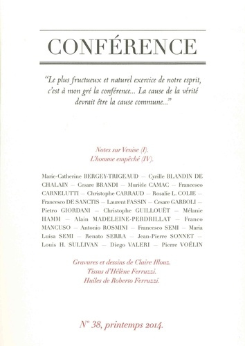 Emprunter Conférence N° 38, printemps 2014 livre