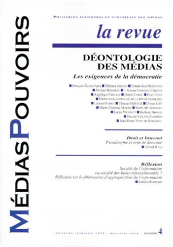 Emprunter MEDIAS POUVOIRS 1998 N.4 DEONTOLOGIE livre