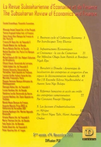 Emprunter La Revue Subsaharienne d'Economie et de Finance 5e année, N° 4, Novembre 2013 livre